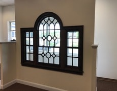 custom black wood arch window